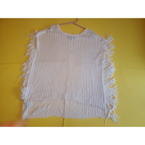Knit Poncho Sweater W/ Fringe Women's X-Large Mossimo Bohemian Ivory - Picture 2 of 8
